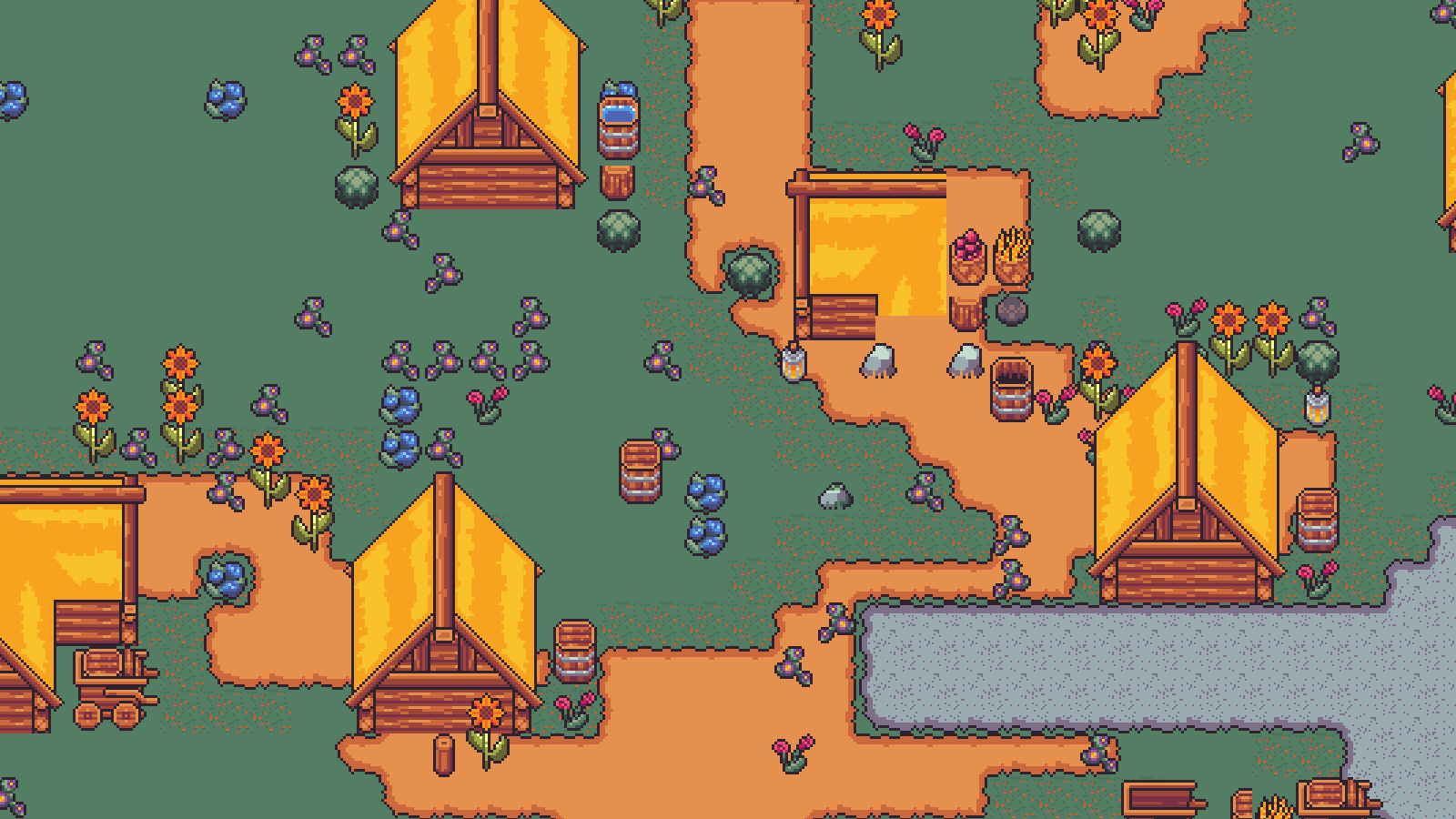 Rendered overview of the Hollowbrook Village raid map